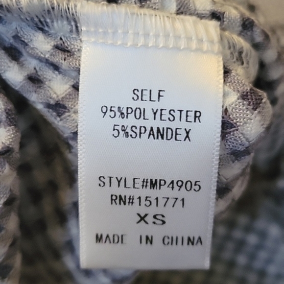 Altar'd State Womens Navy Gingham Puff Sleeve Flare Pant Two Piece Set - Size XS - Picture 13 of 13